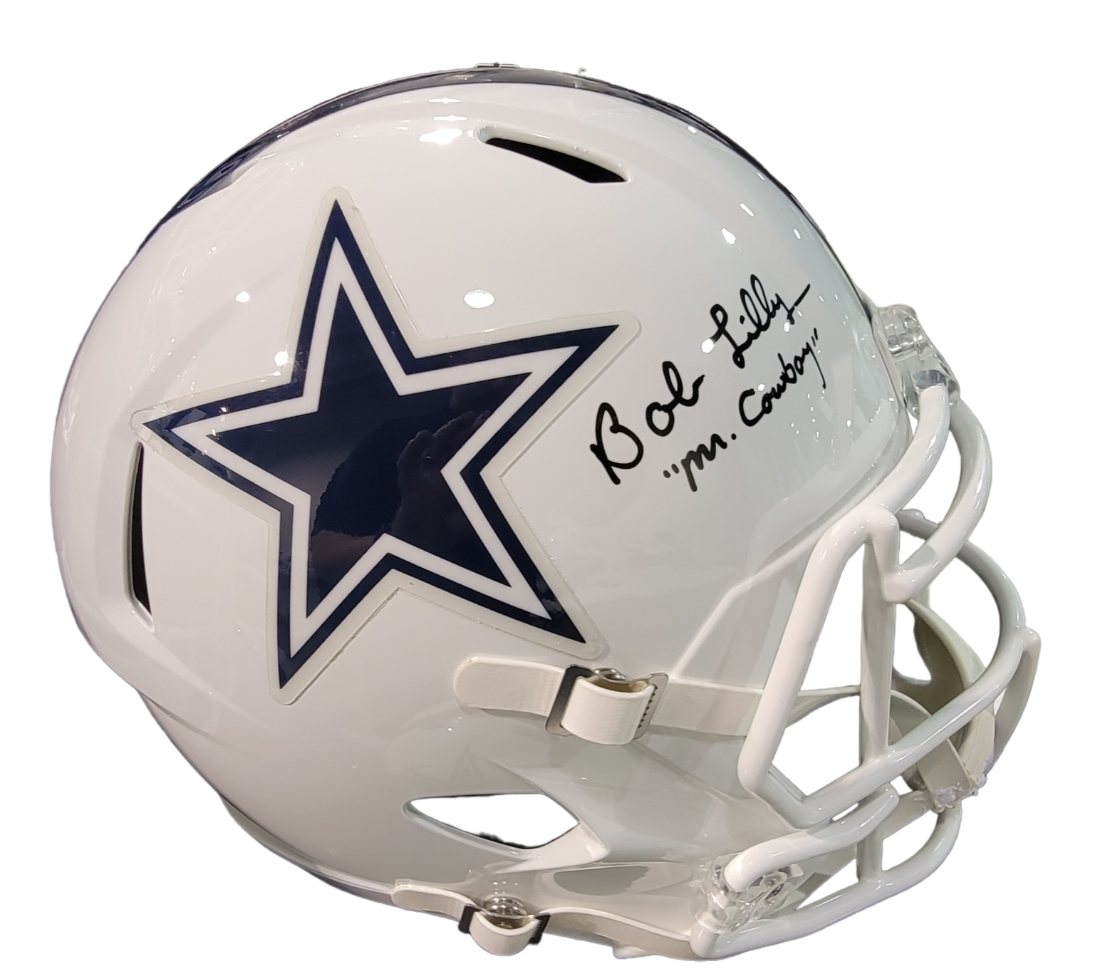 NFL Auction  HOF - Cowboys Bob Lilly Signed Authentic Football with Mr.  Cowboy Inscription